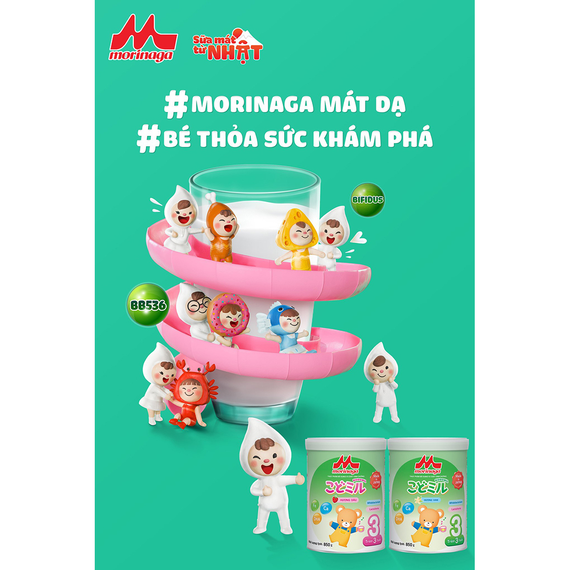 Combo 3 lon sữa Morinaga số 3 Kodomil Hương Vani 850gr + cân điện tử