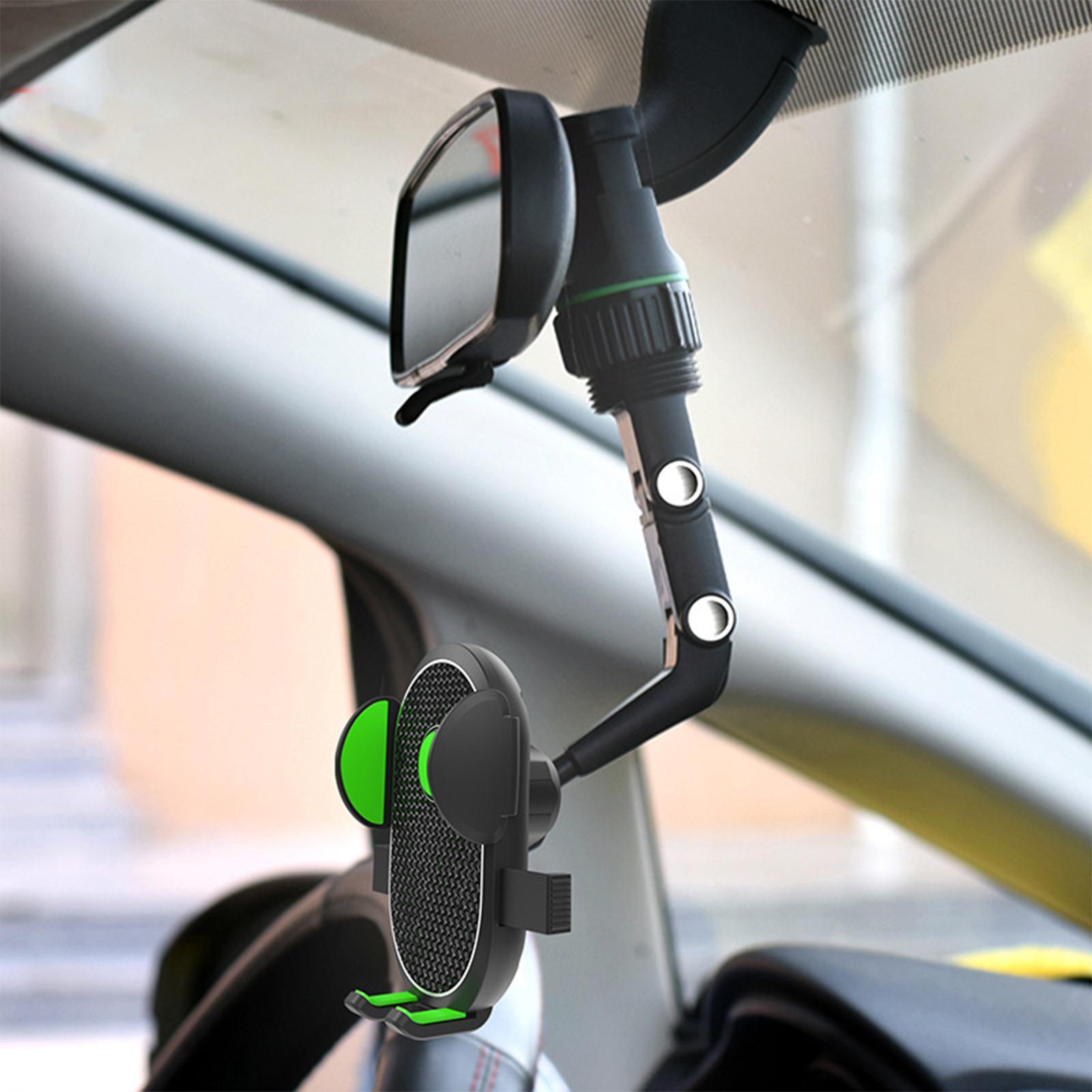 Car Rearview Mirror Phones Holder, Adjustable Phone Support Jaws Claw Multiangle Adjustment Bracket for Travel Car Pillow Long Journey