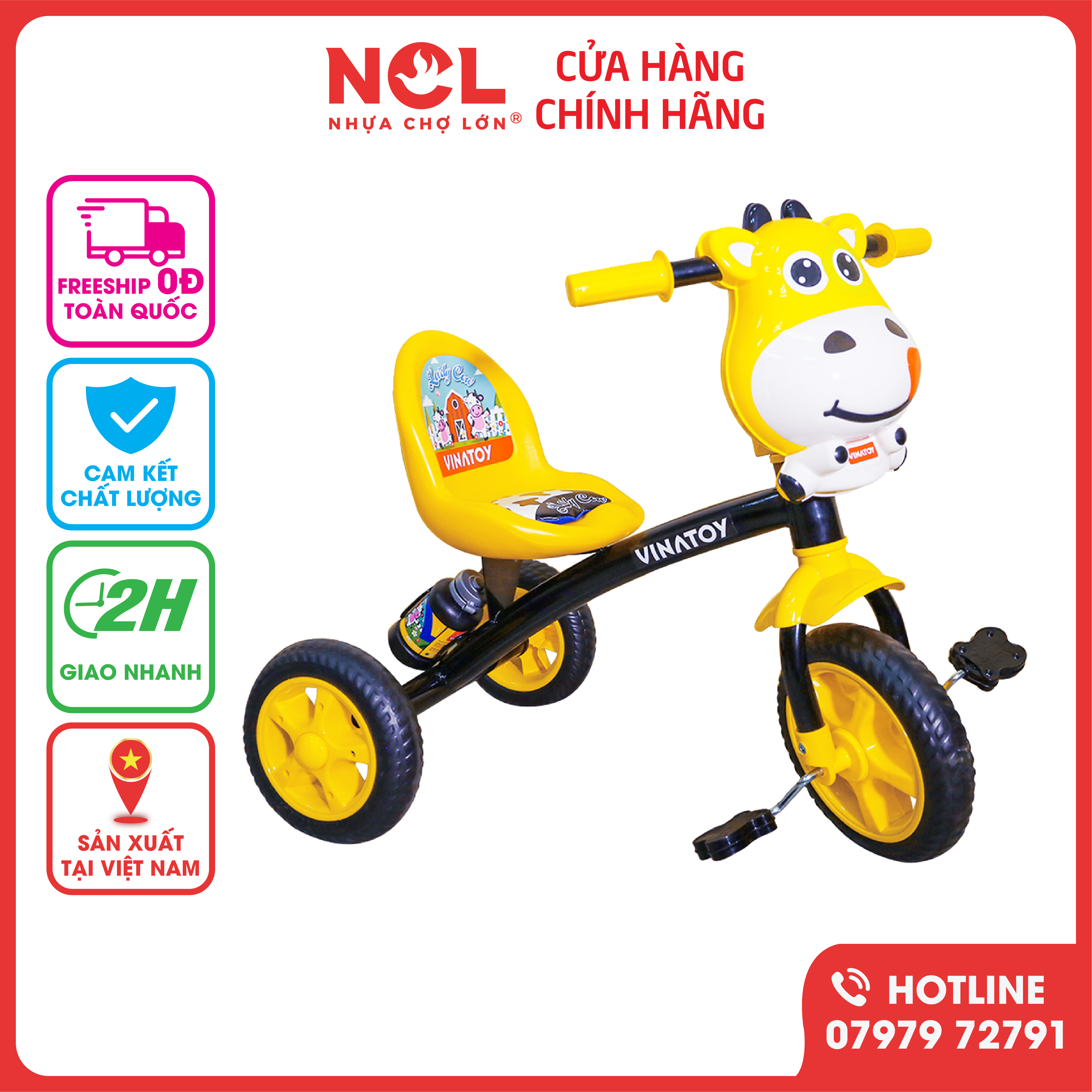 Xe 3 Bánh Trẻ Em L11 hình Chú Bò Ngộ Nghĩnh (Không nhạc) - M1812A-X3B