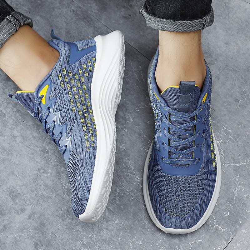 Giày nam chạy giày thoải mái giày thể thao nam xu hướng giày đi bộ nhẹ giày thể thao nam giới thở lượn Color: Blue Shoe Size: 45