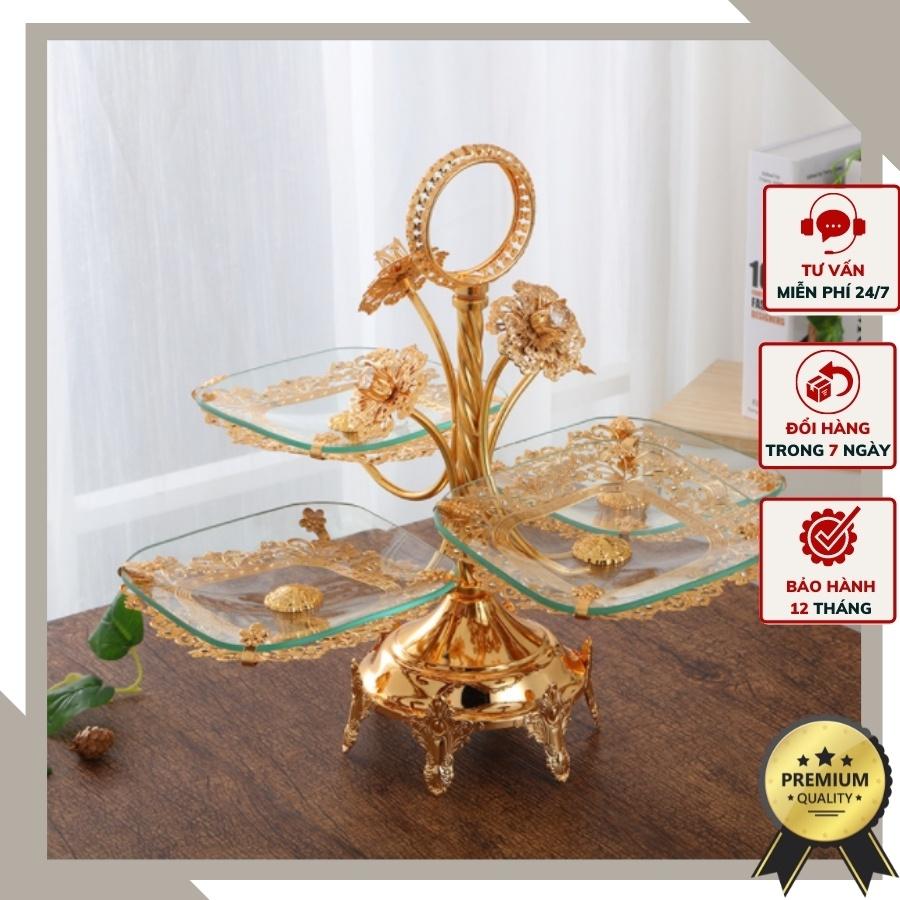 Đĩa quả họa tiết sơn trà tân cổ điển sang trọng tinh tế DQ20