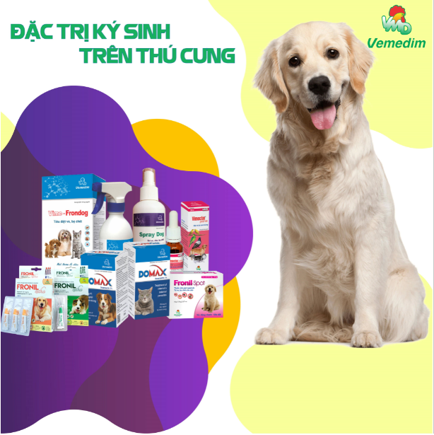 SPRAY DOG Dung dịch phun trị ve, rận, bọ chét ở chó, trâu, bò, chai 100ml, sản phẩm Vemedim