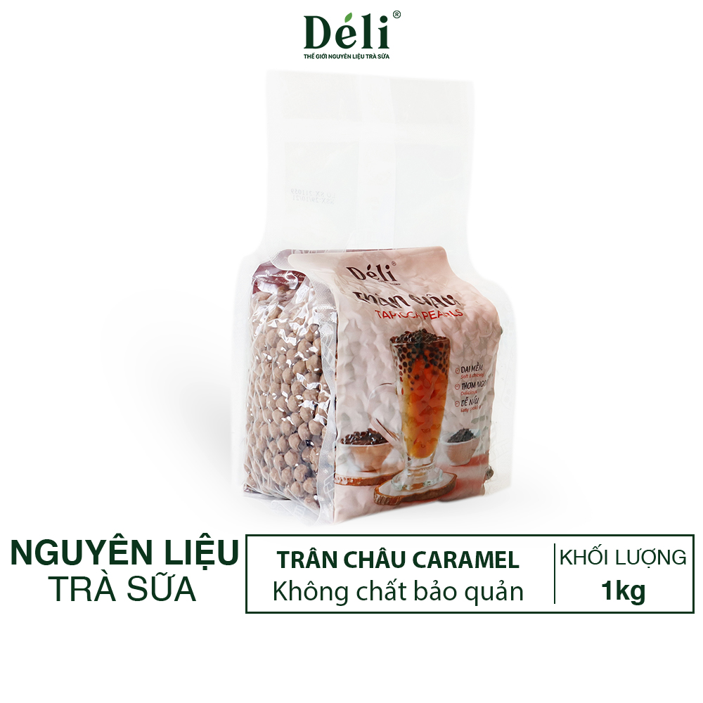 Bôt pha trà sữa Déli 1kg+ Hồng trà Déli 500gr+ Trân châu caramel Déli 1kg [COMBO nguyên liệu pha chế trên 40ly trà sữa trân châu] HSD: 12 tháng