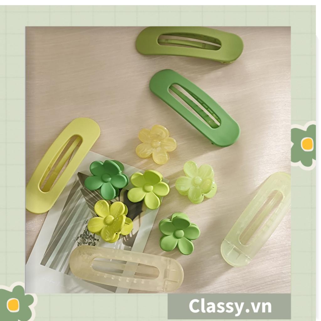 Kẹp tóc càng cua Classy cỡ nhỏ hình bông hoa màu xanh PK1170