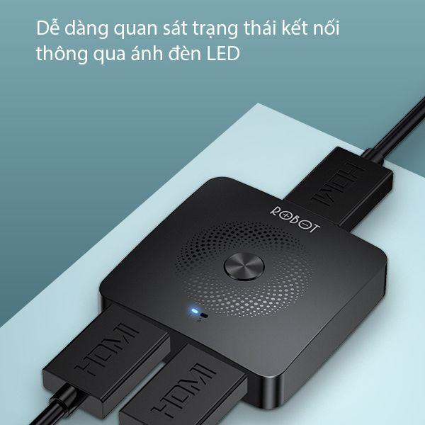 HUB Chuyển Đổi HDMI Switch/ Splitter Hai Chiều ROBOT Hỗ Trợ Kết Nối Máy Tính PS4, Đầu Thu TV - Hàng Chính Hãng