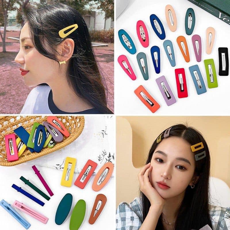 Kẹp tóc nhám trơn Hàn Quốc nhiều màu vintage