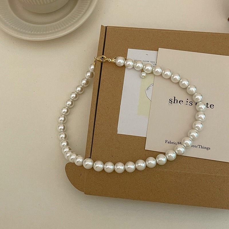 N168 dây chuyền handmade hạt ngọc tròn nhiều kích cỡ