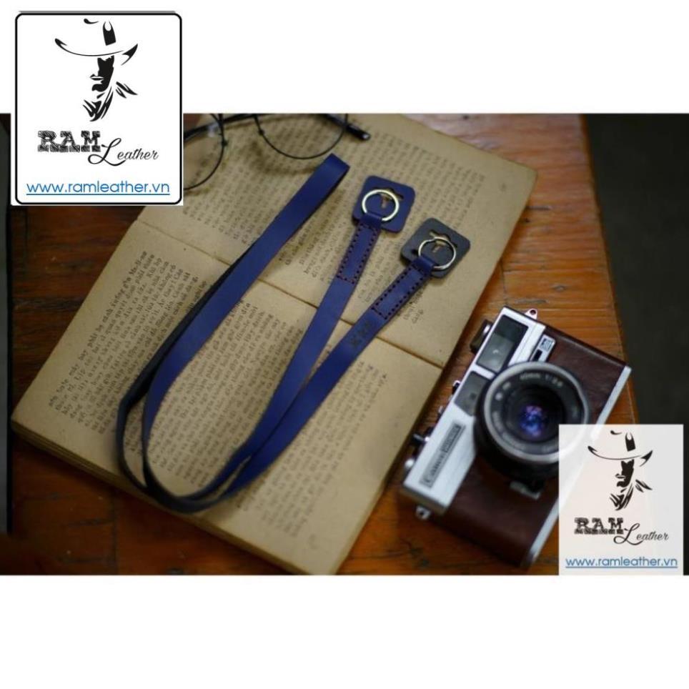 DÂY MÁY ẢNH DA BÒ THẬT MÀUXANH NAVY - RAM A2 NAVY