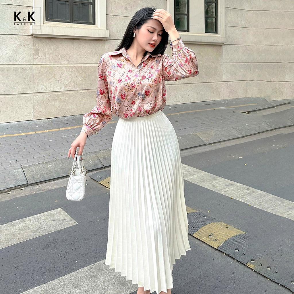 Áo Sơ Mi Nữ Họa Tiết Hoa Nhiều Màu K&amp;K Fashion ASM12-15 Chất Liệu Lụa