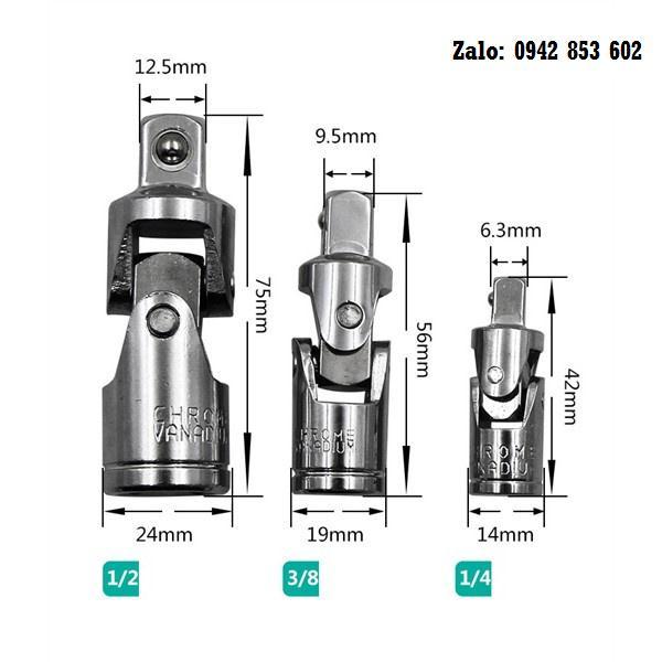 Bộ 3 đầu bu long linh hoạt 1/4 3/8 1/2