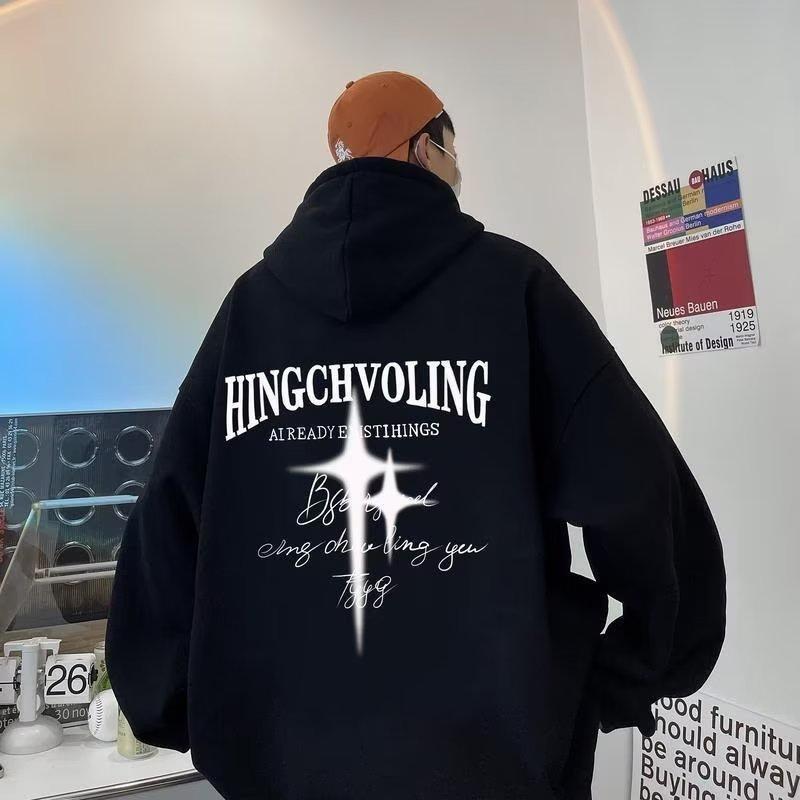 Áo Khoác Hoodie In Chữ Và Ngôi Sao Phong Cách Retro Mỹ Cỡ M-5XL Thời Trang Thu Đông Mới Cho Cặp Đôi