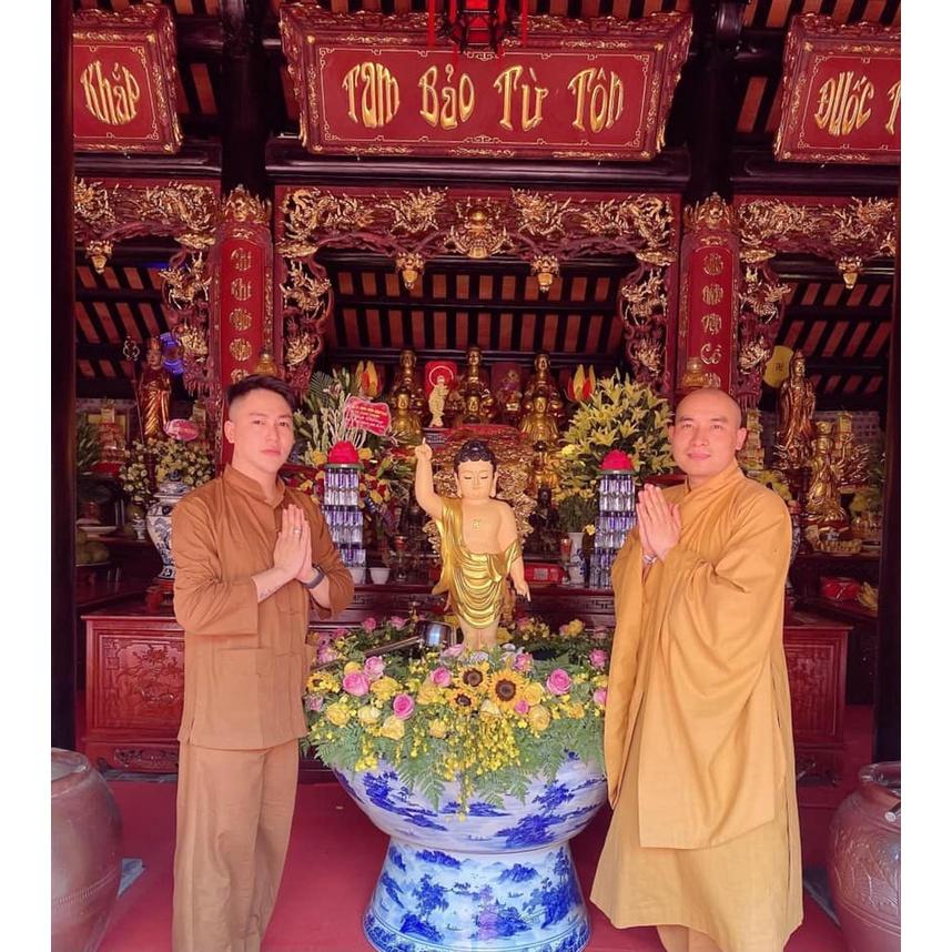 ĐỒ LAM ĐI CHÙA Mẫu Lãnh Tựu Cổ Tàu Dài Tay Không Thêu