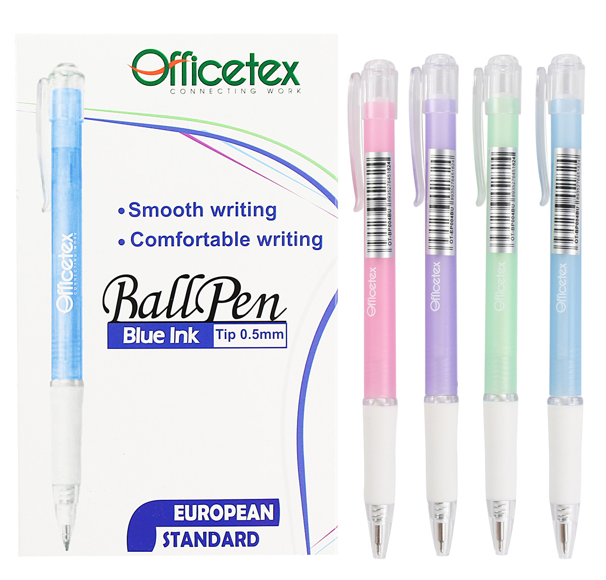Combo 6 bút bi Officetex mực xanh OT-BP004BU
