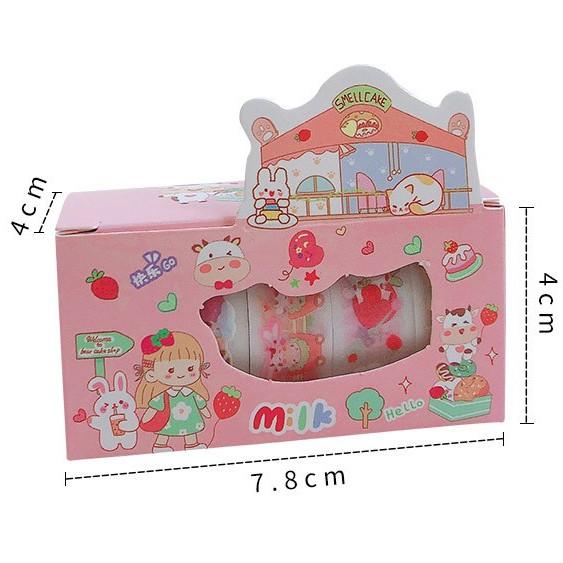 Hộp 5 cuộn washi tape nhám dễ thương nhiều mẫu - Set 5 cuộn washi nhũ siêu xinh - Corgi Shop