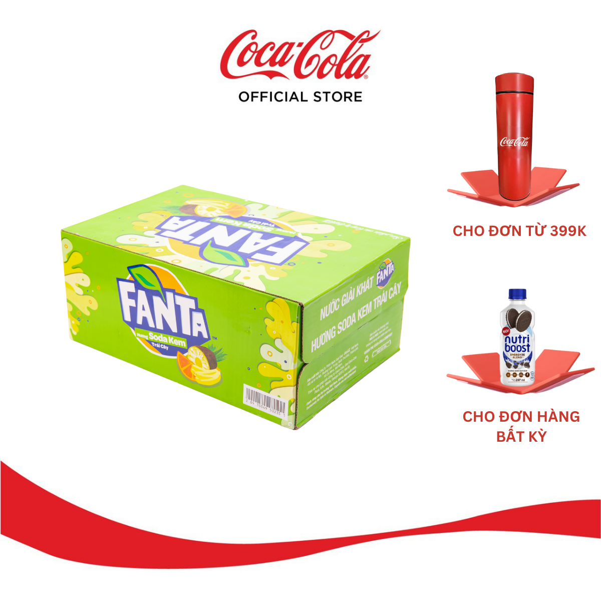 Thùng 24 Lon Nước Ngọt Giải Khát Có Gas Fanta vị Soda Kem 320ml/Lon Sale 4.4 Coca-Cola Official Store