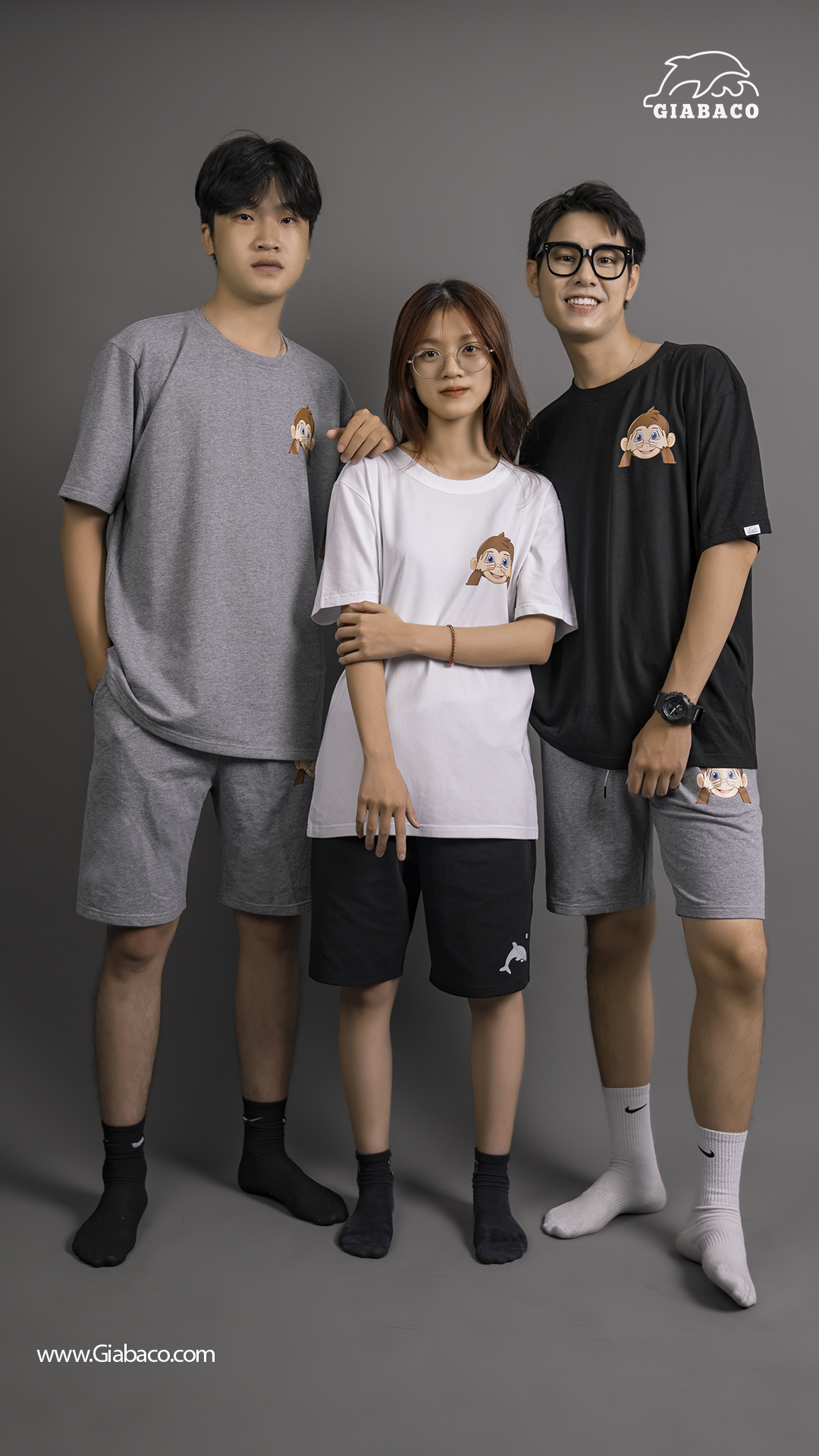 T-shirt LUCKY MONKEY Giabaco Unisex TS2201-100%  Cotton Cao Cấp