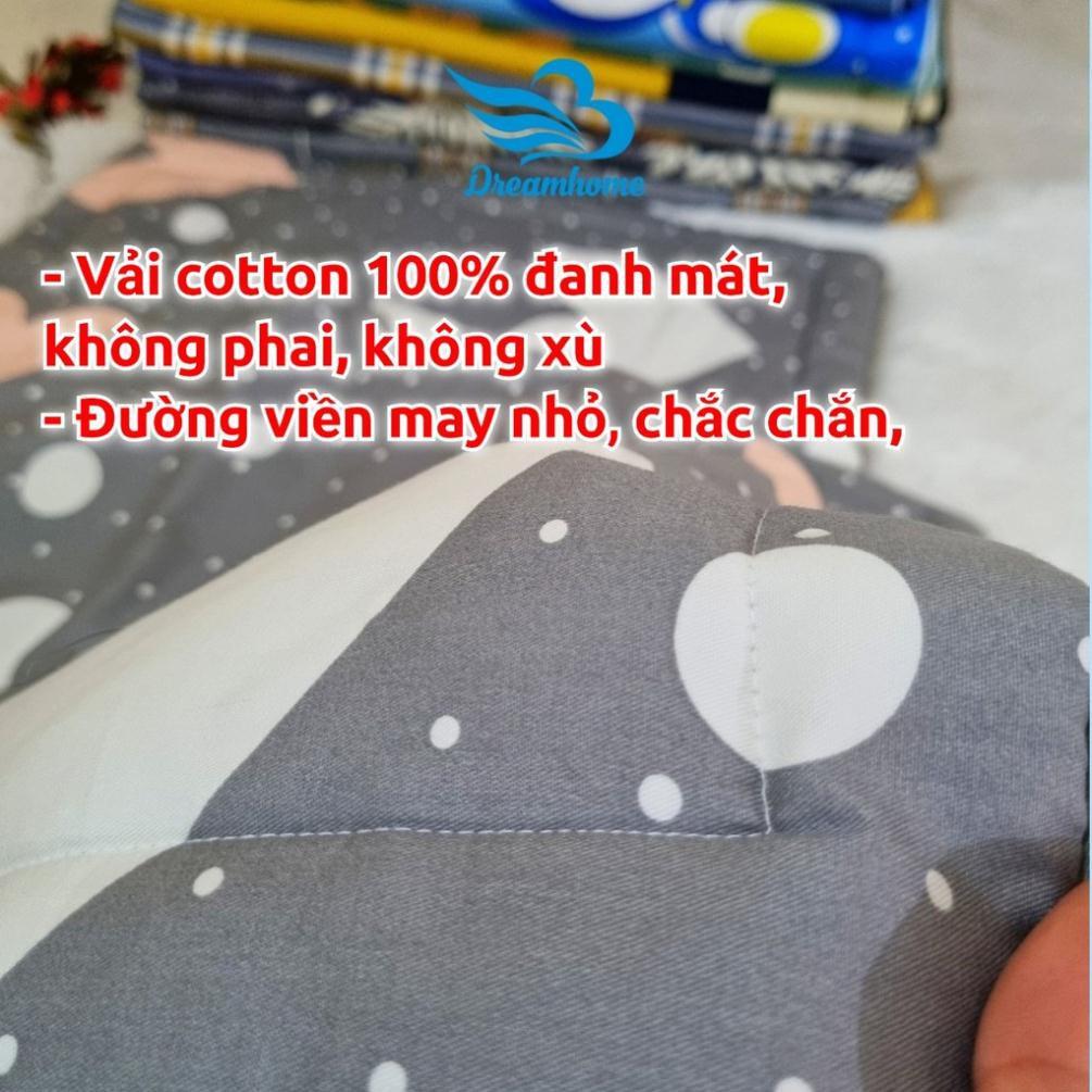 Vỏ gối cotton 100% 45x65 đẹp cao cấp 1 đôi, vỏ gối nằm cotton khóa kéo nhiều màu cho bé