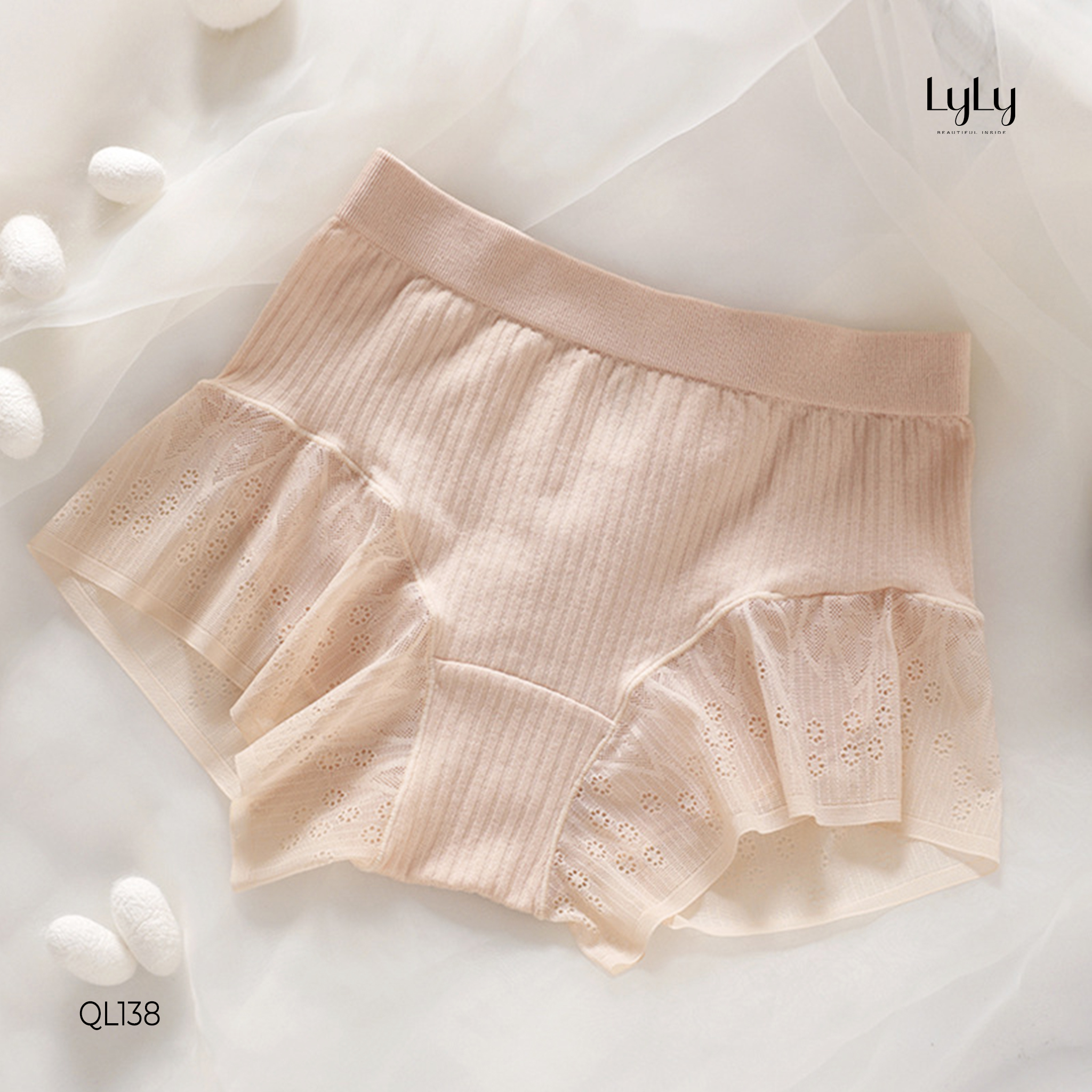 Quần lót cạp cao quần mặc váy cotton phối ren cao cấp Lyly Lorem QL138