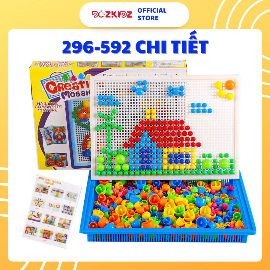 Đồ chơi trẻ em - Trồng nấm, ghim nấm tạo hình từ 296/592 nấm - DOZKIDZ