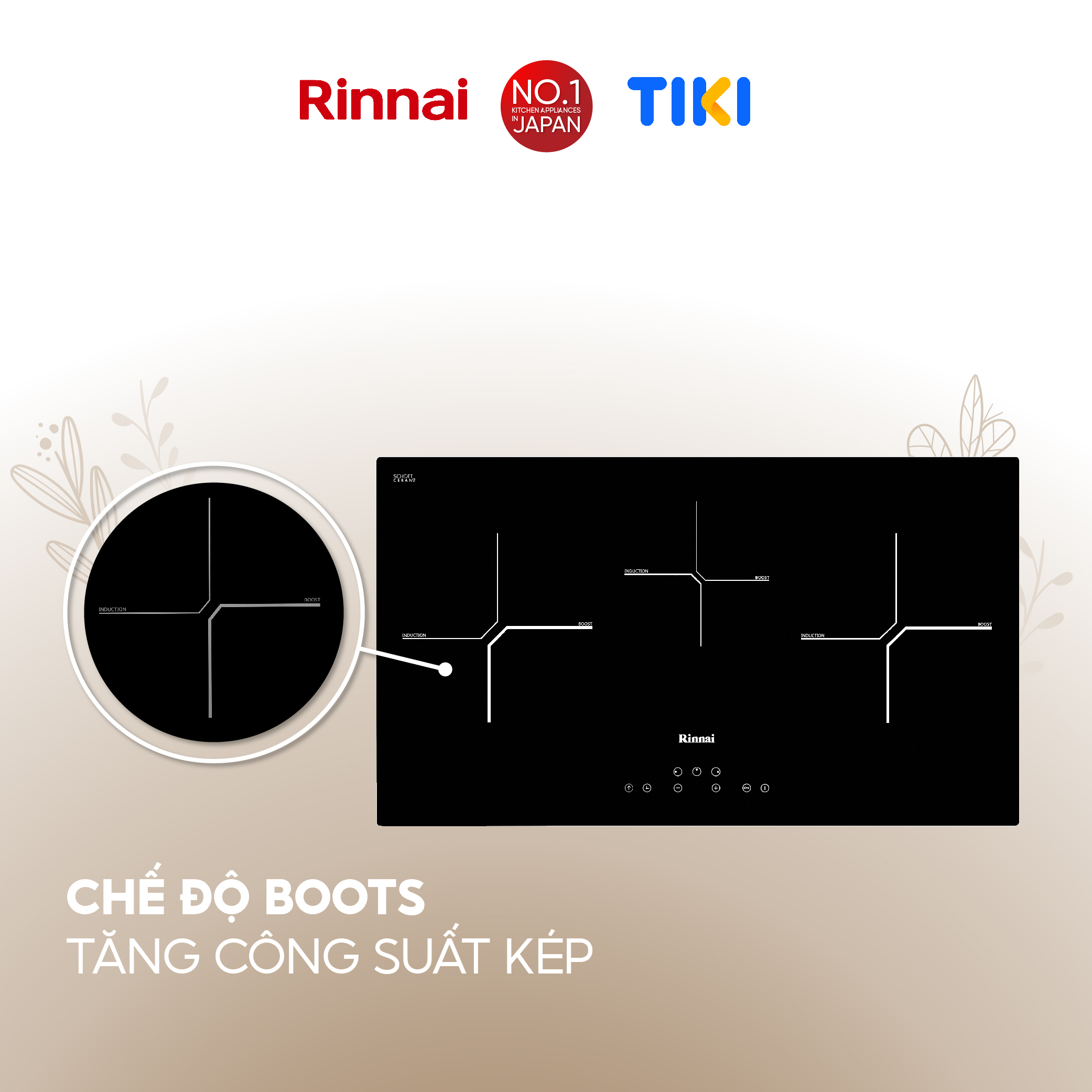 Bếp từ Rinnai RB-7013H-CB mặt kính Schott 4600W - Hàng chính hãng.