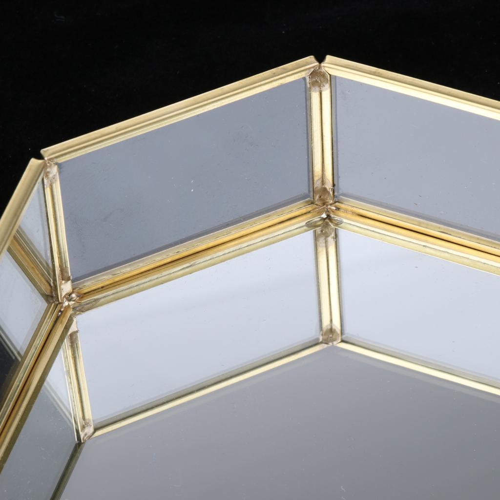 Metal Glass Jewelry Tray, Makeup Cosmetic Organizer Storage Box, Dessert Plate, Decorative Tray