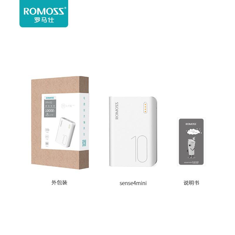 Sạc Dự Phòng Romoss Sense 4S  Mini Siêu Nhỏ 10000Mah 2 Cổng Sạc Vào-HÀNG CHÍNH HÃNG