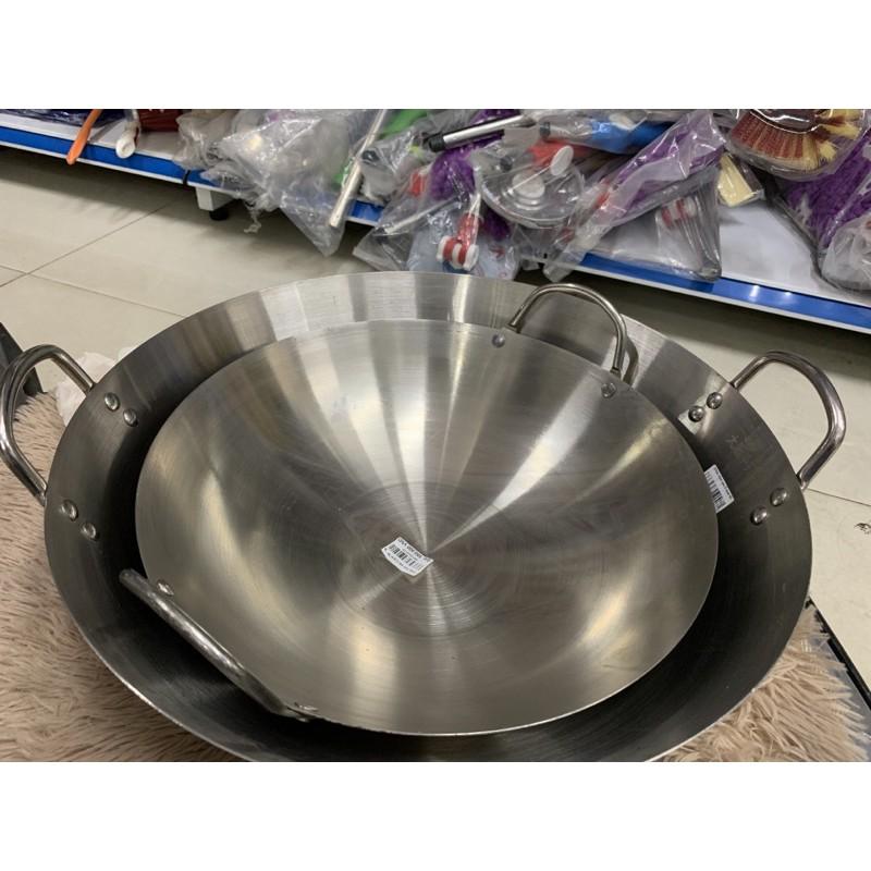 chảo inox 2 quai