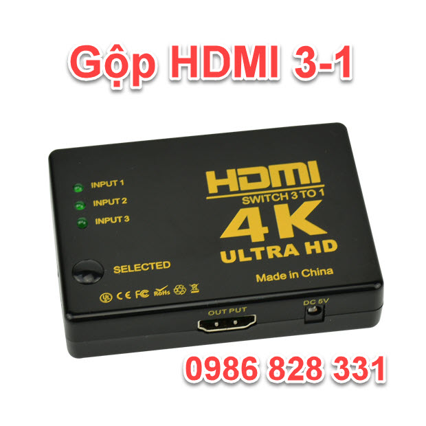 Bộ gộp HDMI Switch 3 vào 1 ra hỗ trợ 4K