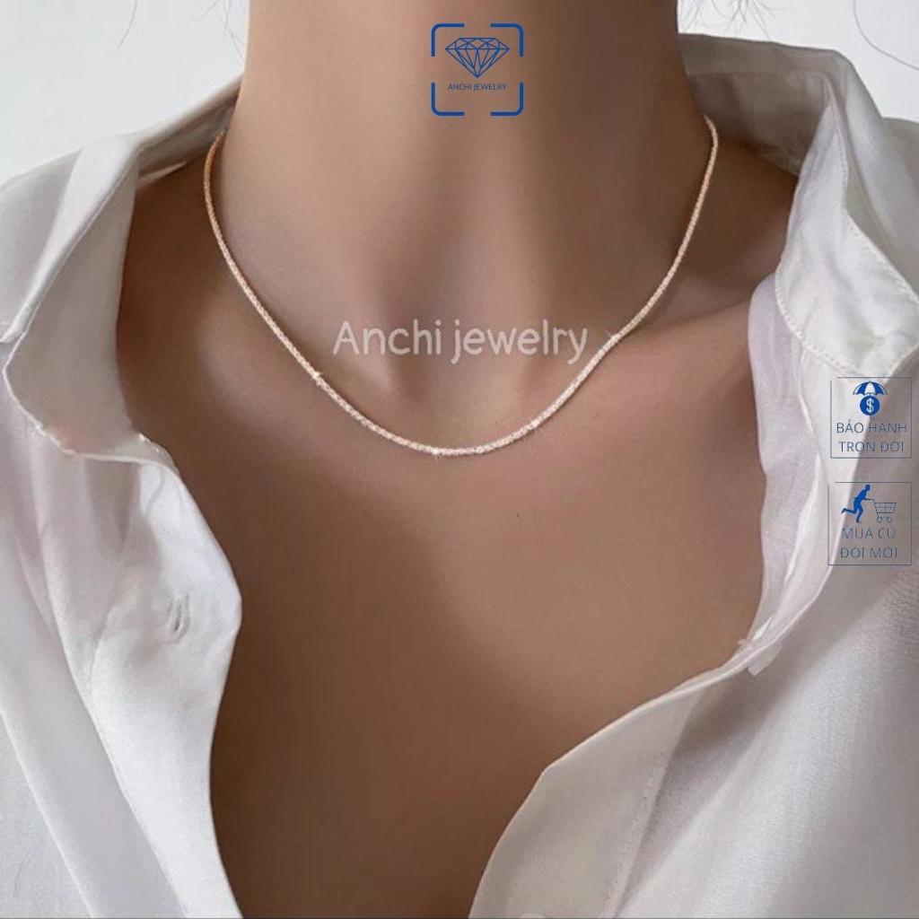 Dây chuyền nữ bạc 925 trơn sợi to thời trang Hàn Quốc, Anchi jewelry