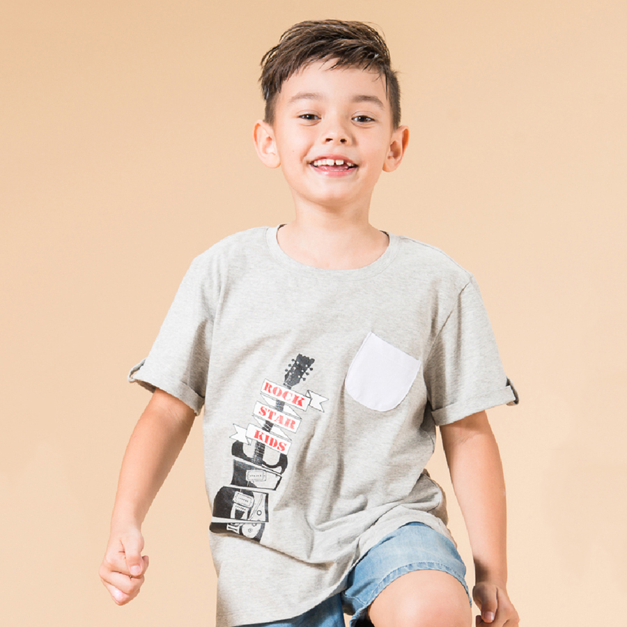Áo Thun In Cây Đàn Đắp Túi Trắng Ugether UN09 - Xám