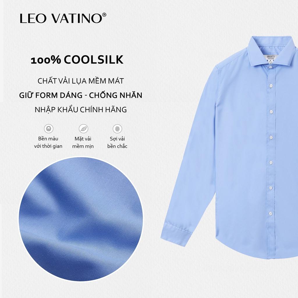 Áo sơ mi nam Coolsilk 100% Leo Vatino Phân phối độc quyền sơ mi dài tay chống nhăn cổ bẻ chuẩn form giữ dáng SMLIFE01