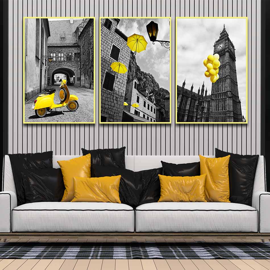 Bộ 3 tranh canvas treo tường Decor Phong cảnh Châu Âu - DC089