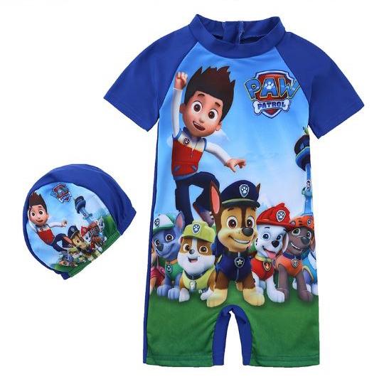 Đồ bơi liền thân kèm nón paw patrol biệt đội cứu hộ cho bé trai