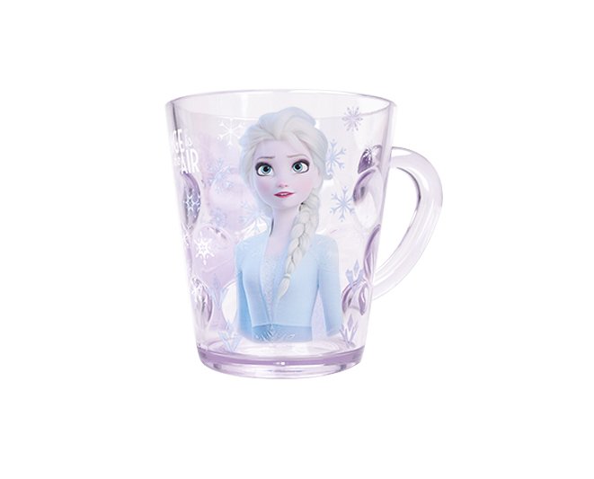Ly quai cầm tay trong suốt hình công chúa Elsa xinh màu tím siêu cute cho bé gái 260ml - 58VNDP2493