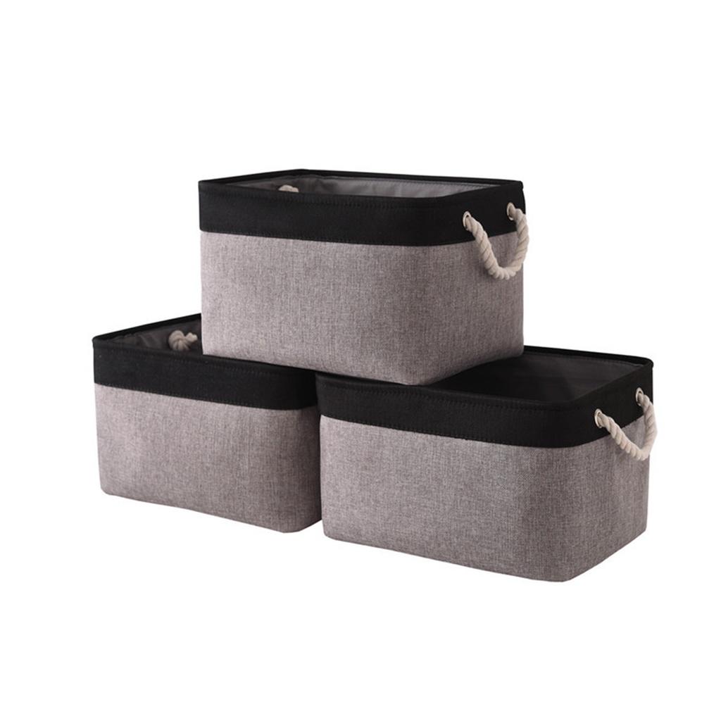 AA Linen Storage Basket Foldable With Cotton Rope Handle Nordic Fabric Household Products Storage Box