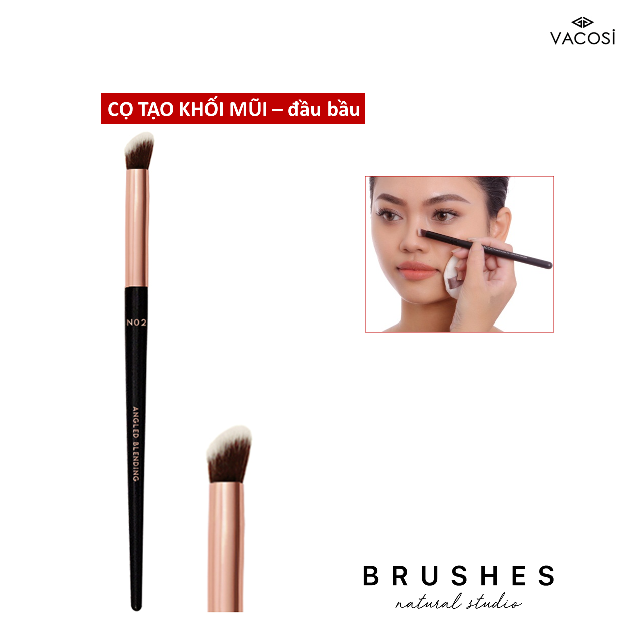 Cọ Khối Mũi Đầu Tròn VACOSI - N02 ANGLED BLENDING BRUSH