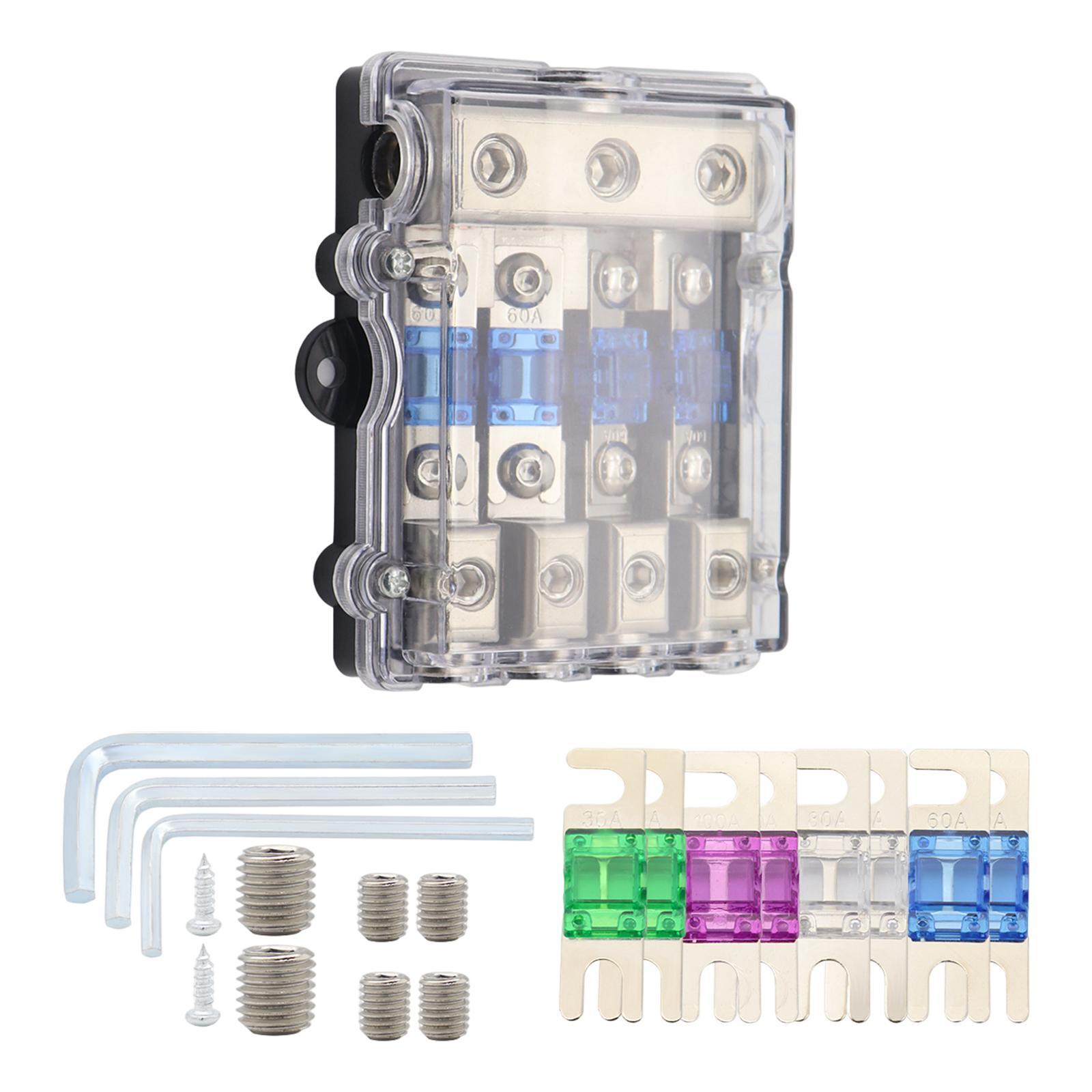 Fused Power Distribution Block Set Fuse Box Anl Fuse Holder Automotive Accessories for Auto Boat Stereo Amp Replacements