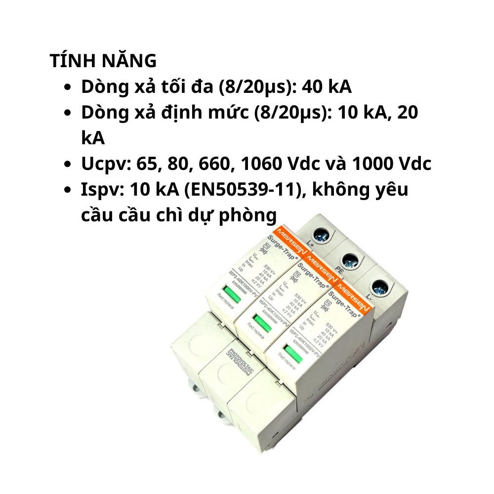 Thiết bị chống sét DC MERSEN SP2-40K1000V-PV, Thiết bị bảo vệ chống sét
