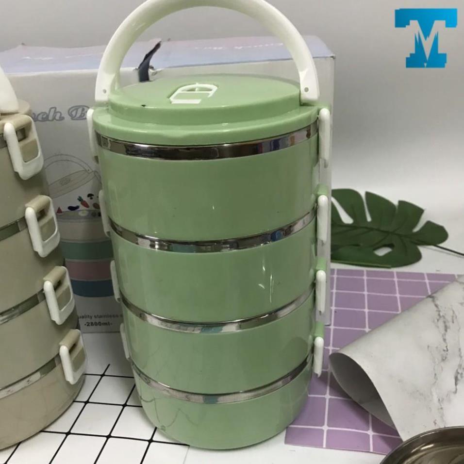 - Cặp Lồng Giữ Nhiệt Lúa Mạch 4 Tầng Ruột Inox Siêu Tiện Dụng 15 x 6 x 25 cm
