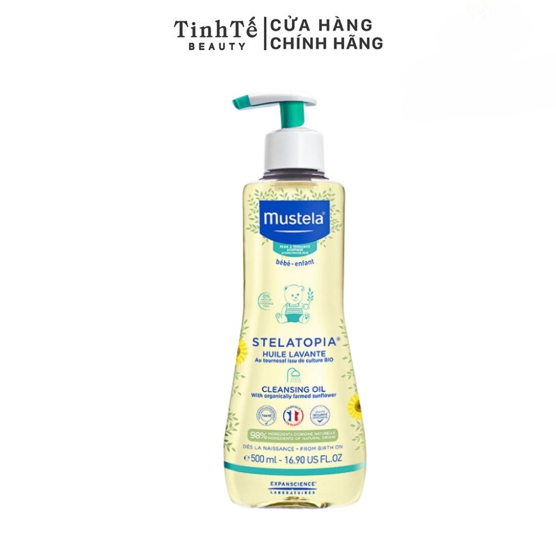 Dầu tắm Cho Trẻ Sơ Sinh &amp; Em Bé Da Chàm Thể Tạng Mustela Stelatopia Cleansing Oil 500ml