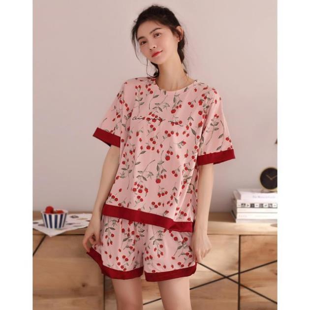 {Mã giảm giá + Hổ trợ Ship} Đồ bộ nữ, thun Cotton 100%, đủ size, 42-70kg, hình bông hoa hồng B06