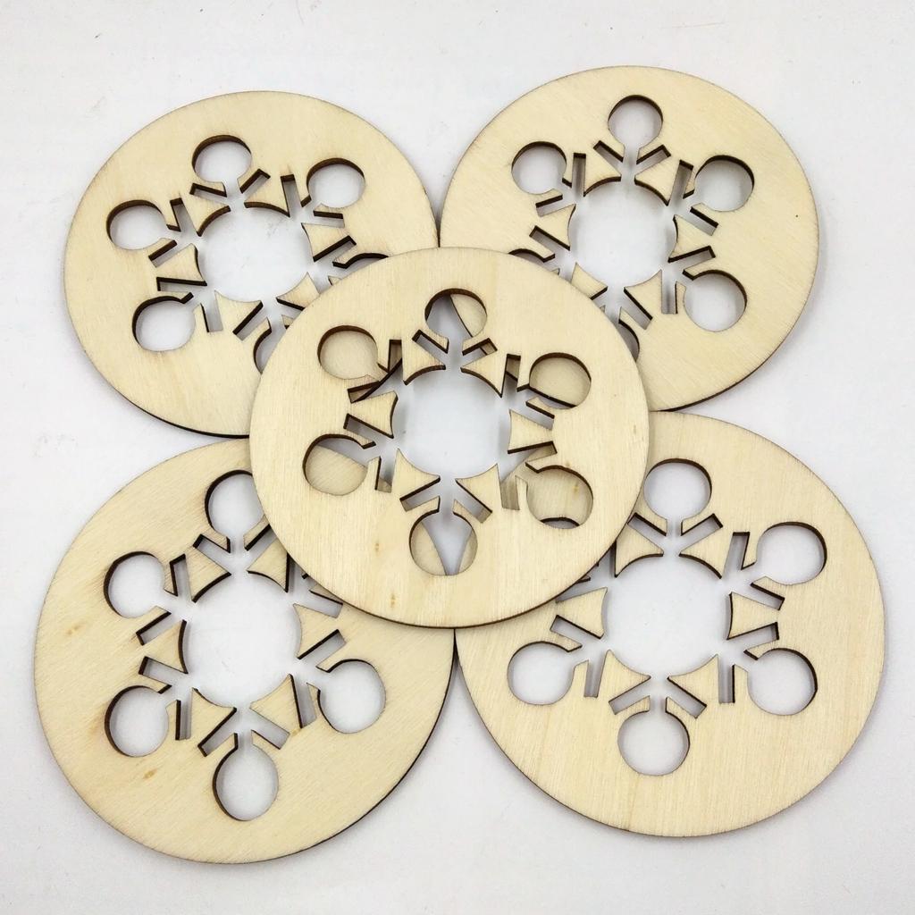 10Pcs/lot Hollow Snowflake Wooden Pieces Embellishments Wood Slices Arts Crafts