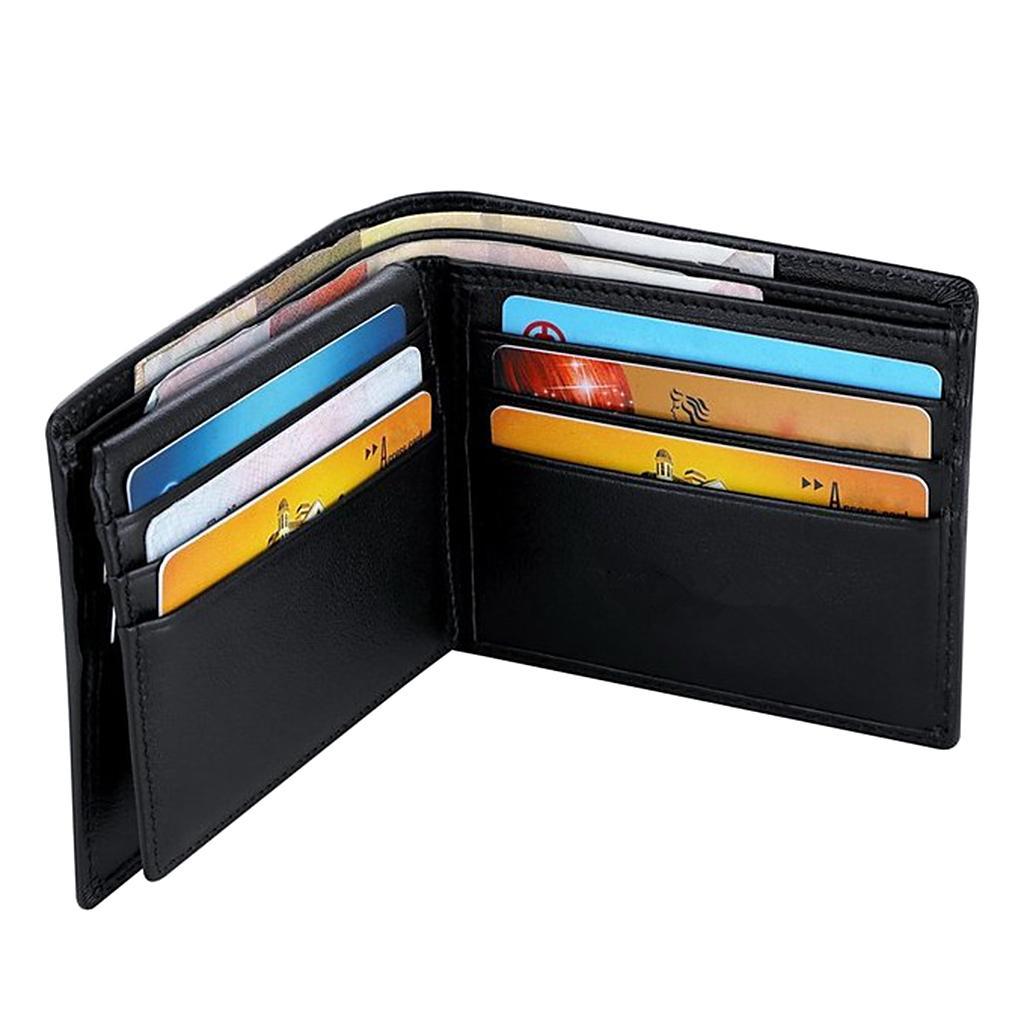 Leather Mens RFID Blocking Wallet Trifold Credit Card Protector Case