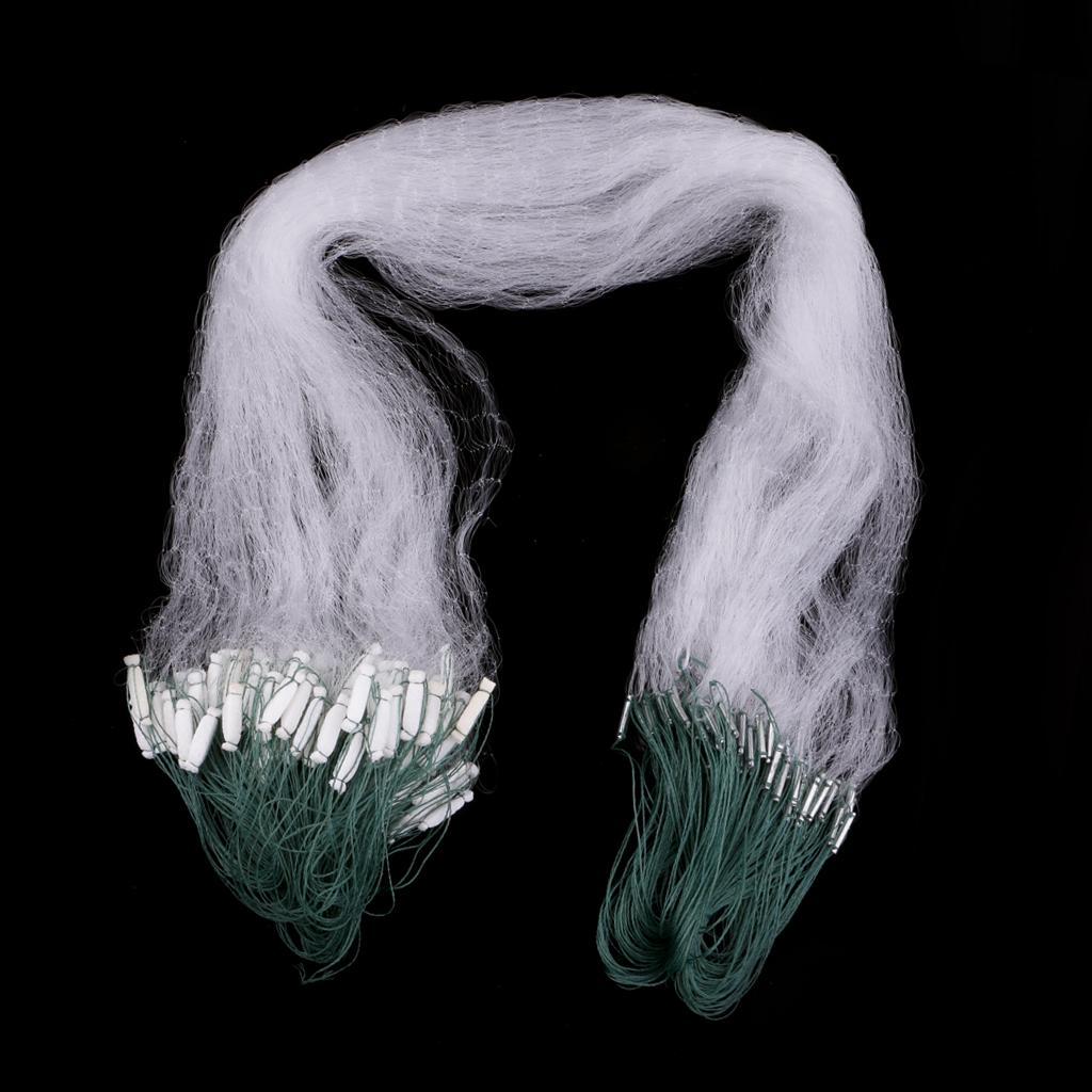 2Pcs 20m Polyethylene Sticky Single Layers Clear Green Bait Trap Monofilament Fishing Gill Net with Floating Screen Mesh Trap