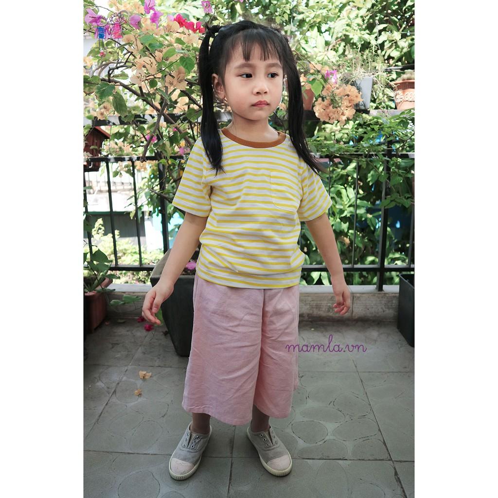 Áo thun sọc vàng tay ngắn cho Bé trai và Bé gái