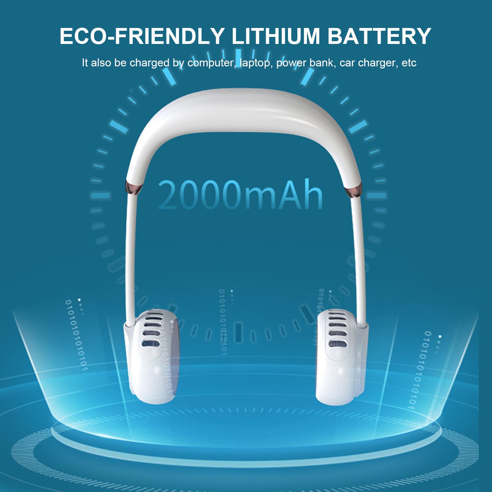 Quạt dây đeo cổ sạc bằng USB thiết kế gập 360 ° chạy 3 tốc độ