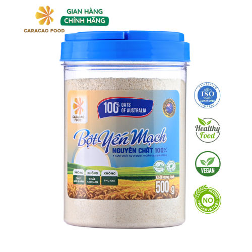 [GIÁ HỦY DIỆT -Date 11.3.2025] Bột Yến mạch Úc nguyên chất 100% - Hũ 500g, Eatclean, Ăn Kiêng Giảm Cân, Tập Gym Bổ Sung Dinh Dưỡng, Làm Bánh, Đắp mặt nạ - Caracao Food