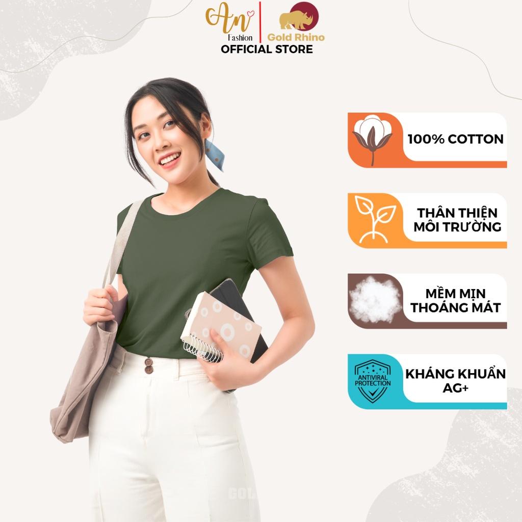 Áo Thun Nữ Cổ Tròn Màu THÔNG XANH Cá Tính, Chất Liệu 100% Cotton Cao Cấp, Mềm Mịn, Thoáng Mát - Gold Rhino