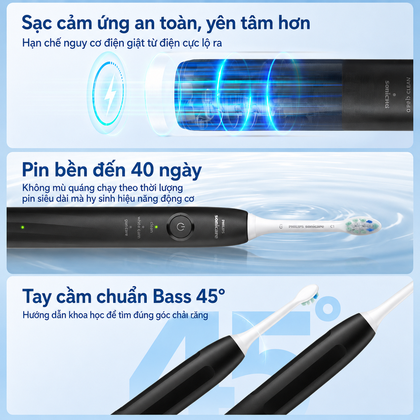 Bàn chải đánh răng điện thương hiệu Hà Lan cao cấp Philips DiamondClean Series 1 HX5070 - Hàng chính hãng