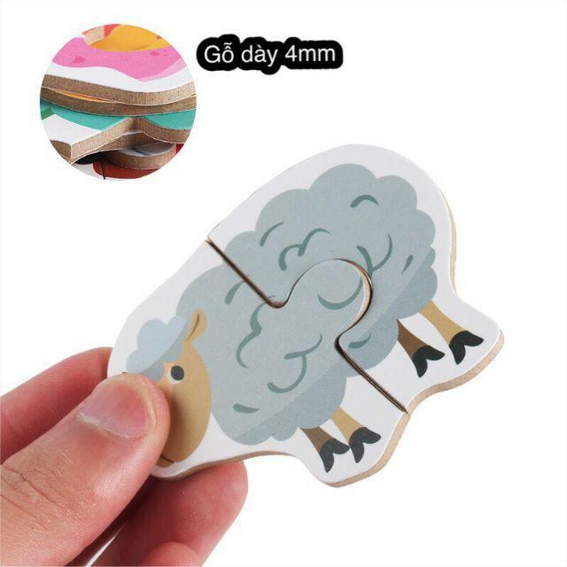 Ghép HÌnh Puzzle 2 Mảnh Hộp Bìa Loại To Đẹp Cho Bé